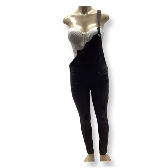 Almost Famous Black Jean Jumper Size 7 - Picture 1 of 4
